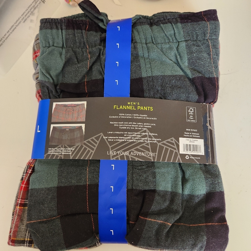 Eddie Bauer  Green Gray and Red Plaid Flannel Pants 2-Pack - Picture 2 of 4